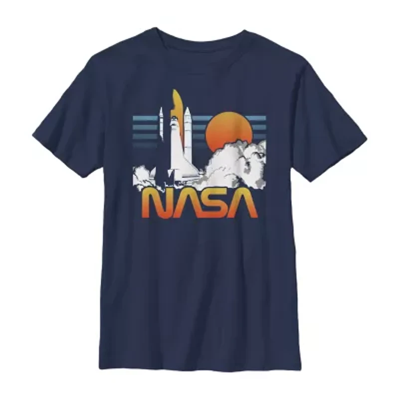 Little & Big Kid Boys Crew Neck Short Sleeve Regular Fit NASA Graphic T-Shirt