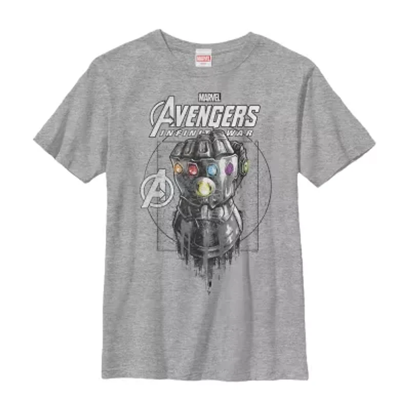 Little & Big Kid Boys Crew Neck Short Sleeve Regular Fit Avengers Marvel Graphic T-Shirt