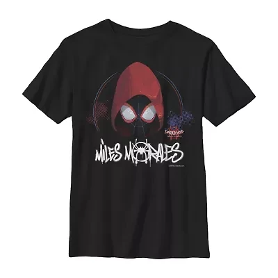 Miles Morales Little & Big Kid Boys Crew Neck Short Sleeve Regular Fit Spiderman Graphic T-Shirt
