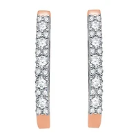 (H-I / I1) Womens 1 CT. T.W. Lab Grown White Diamond 10K Rose Gold 24.7mm Hoop Earrings
