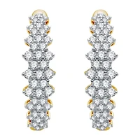 (H-I / I1) Womens 1 CT. T.W. Lab Grown White Diamond 10K Gold 21.9mm Hoop Earrings