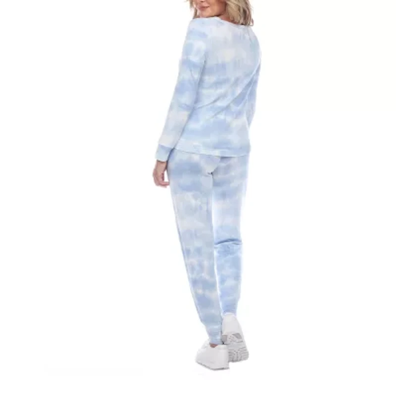 White Mark Womens Crew Neck Long Sleeve 2-pc. Pajama Sets