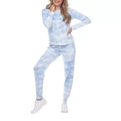 White Mark Womens Crew Neck Long Sleeve 2-pc. Pajama Sets