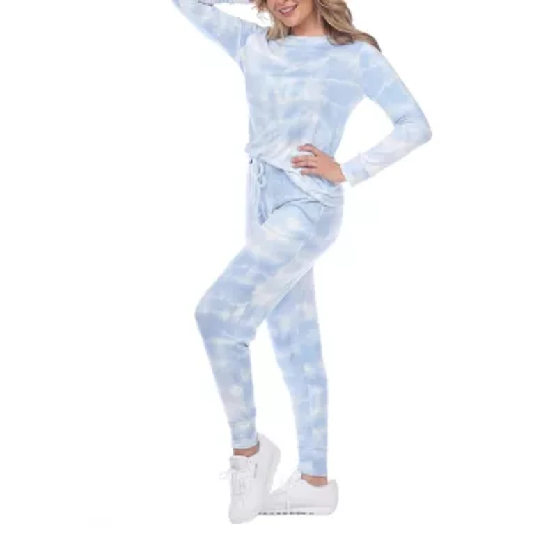 White Mark Womens Crew Neck Long Sleeve 2-pc. Pajama Sets