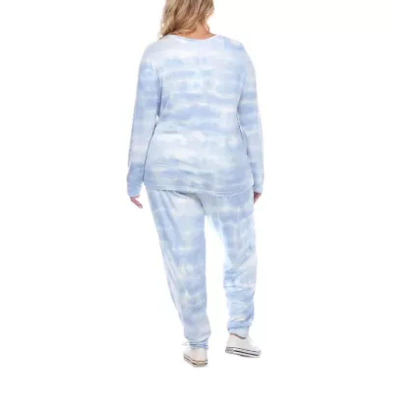 White Mark Womens Plus Long Sleeve Pant Pajama Set 2-pc.