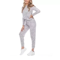 White Mark Womens Long Sleeve Pant Pajama Set 2-pc.
