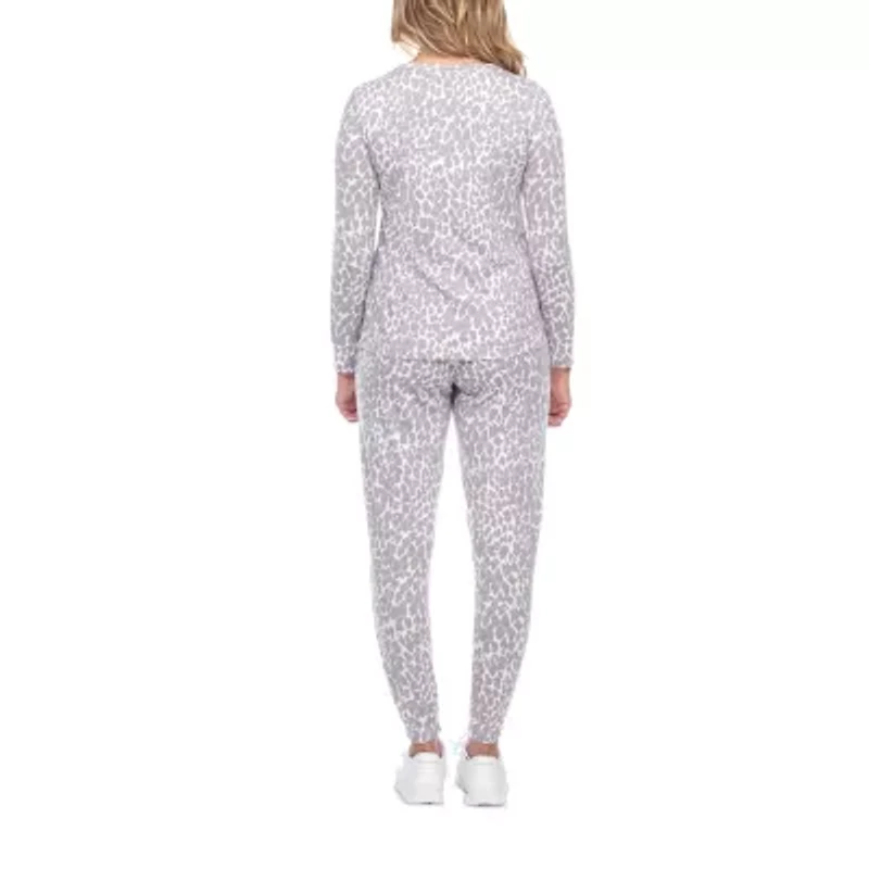 White Mark Womens Long Sleeve Pant Pajama Set 2-pc.