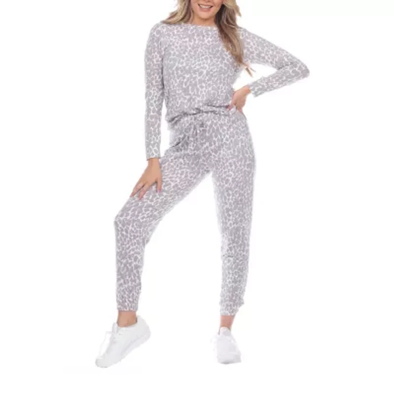 White Mark Womens Long Sleeve Pant Pajama Set 2-pc.