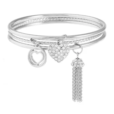 Mixit Silver Tone Womens 3-pc. White Bracelet Set