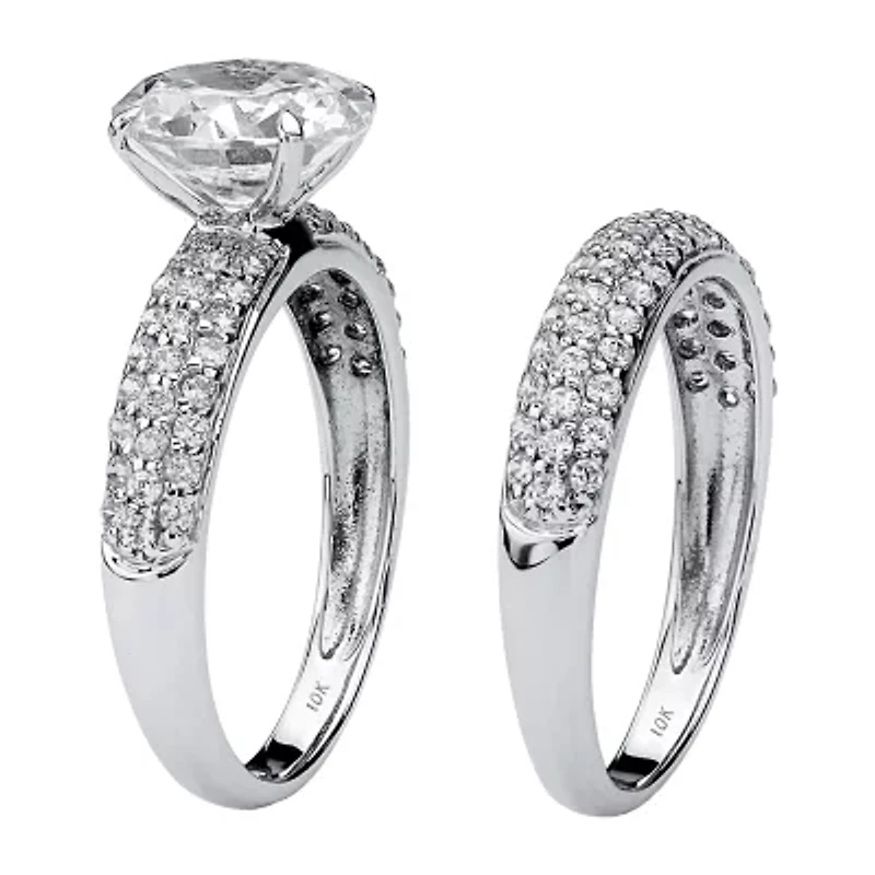 DiamonArt® Womens 3 3/ CT. T.W. White Cubic Zirconia 10K Gold Round Bridal Set