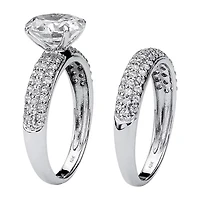 DiamonArt® Womens 3 3/ CT. T.W. White Cubic Zirconia 10K Gold Round Bridal Set