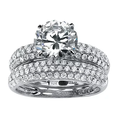 DiamonArt® Womens 3 3/ CT. T.W. White Cubic Zirconia 10K Gold Round Bridal Set