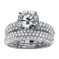 DiamonArt® Womens 3 3/ CT. T.W. White Cubic Zirconia 10K Gold Round Bridal Set