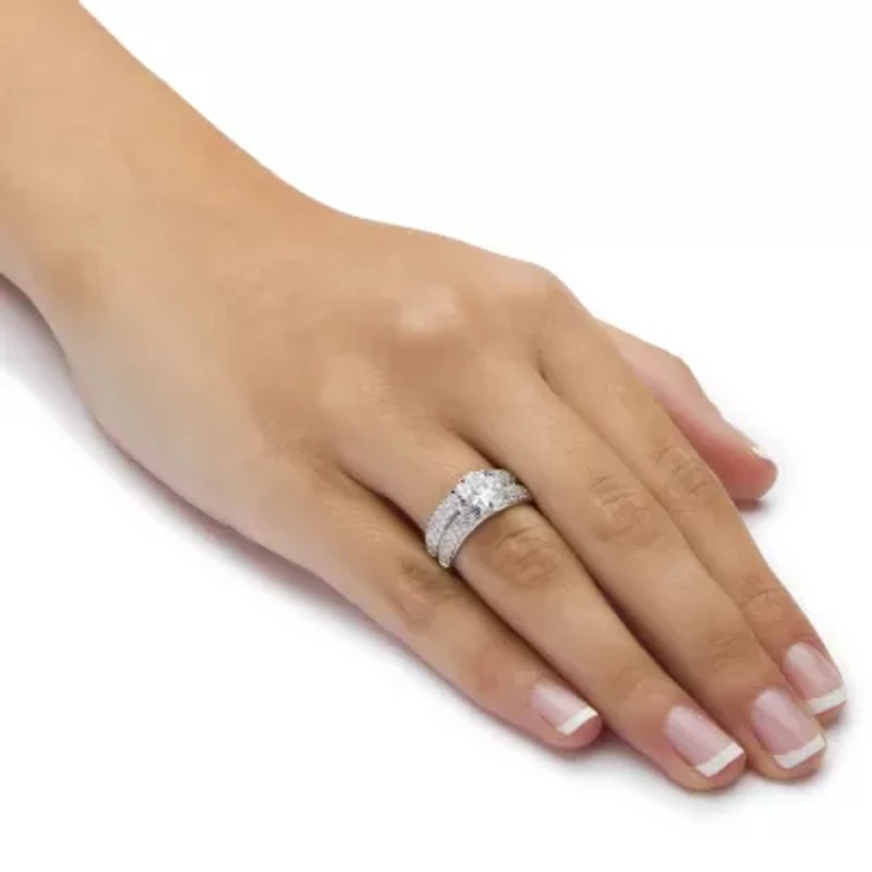 DiamonArt® Womens 3 3/ CT. T.W. White Cubic Zirconia 10K Gold Round Bridal Set