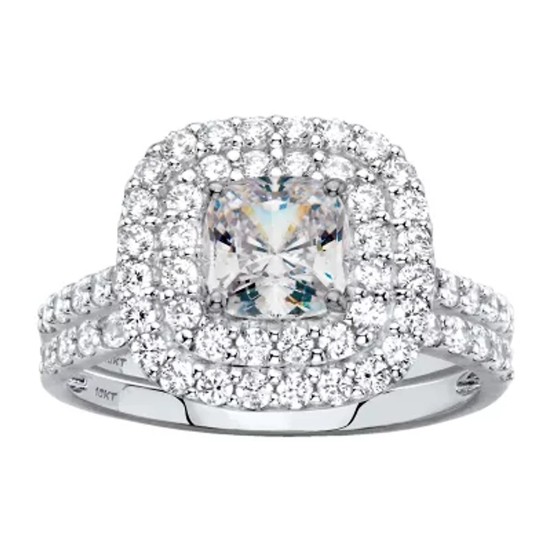 DiamonArt® Womens CT. T.W. White Cubic Zirconia 10K Gold Square Bridal Set