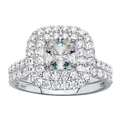 DiamonArt® Womens CT. T.W. White Cubic Zirconia 10K Gold Square Bridal Set