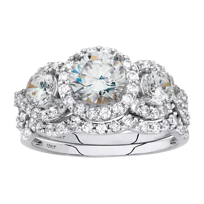 DiamonArt® Womens / CT. T.W. White Cubic Zirconia 10K Gold Round Bridal Set