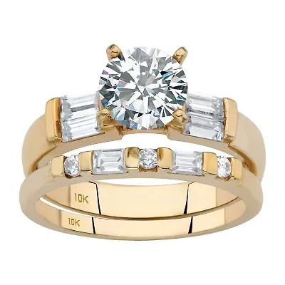 DiamonArt® Womens 2 1/3 CT. T.W. White Cubic Zirconia 10K Gold Round Bridal Set