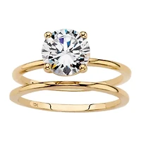 DiamonaArt Womens 2 CT. T.W. White Cubic Zirconia 10K Gold Round Bridal Set