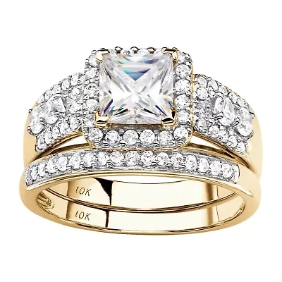 DiamonArt® Womens 1 7/8 CT. T.W. White Cubic Zirconia 10K Gold Square Bridal Set