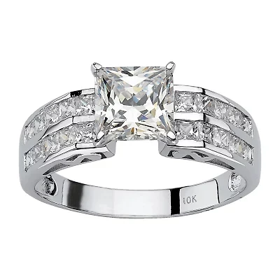 DiamonArt® Womens 2 /2 CT. T.W. White Cubic Zirconia 10K Gold Square Engagement Ring