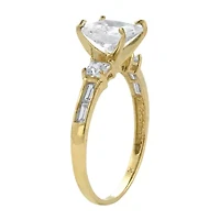 DiamonArt® Womens 1/ CT. T.W. White Cubic Zirconia 10K Gold Square Engagement Ring