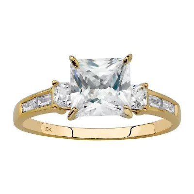 DiamonArt® Womens 1/ CT. T.W. White Cubic Zirconia 10K Gold Square Engagement Ring