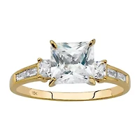 DiamonArt® Womens 1/ CT. T.W. White Cubic Zirconia 10K Gold Square Engagement Ring