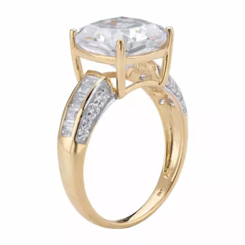 DiamonArt® Womens 3 1/4 CT. T.W. White Cubic Zirconia 10K Gold Square Engagement Ring