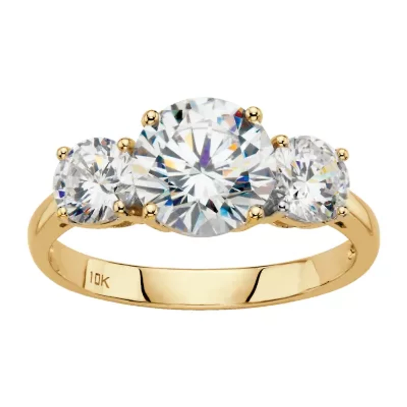 DiamonArt® Womens 3 CT. T.W. White Cubic Zirconia 10K Gold Round Engagement Ring