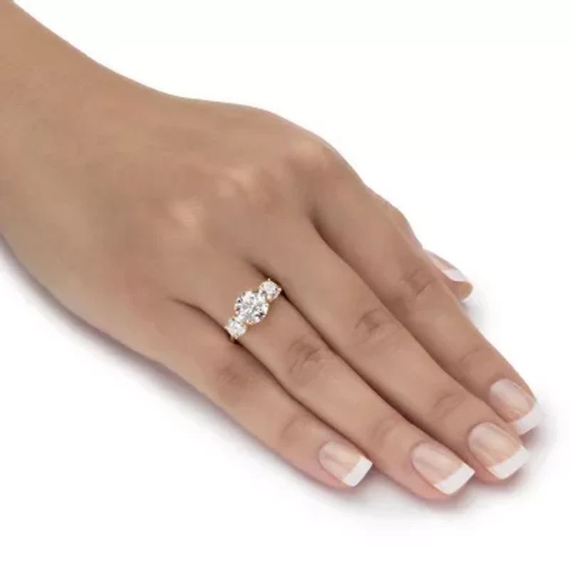 DiamonArt® Womens 3 CT. T.W. White Cubic Zirconia 10K Gold Round Engagement Ring