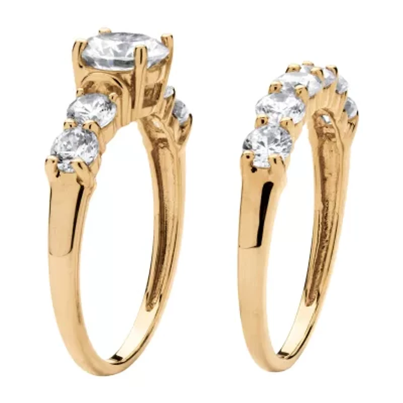 DiamonArt® Womens 2 /2 CT. T.W. White Cubic Zirconia 18K Gold Over Silver Round Bridal Set
