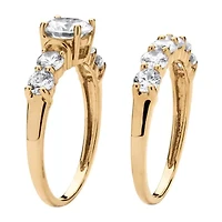 DiamonArt® Womens 2 /2 CT. T.W. White Cubic Zirconia 18K Gold Over Silver Round Bridal Set