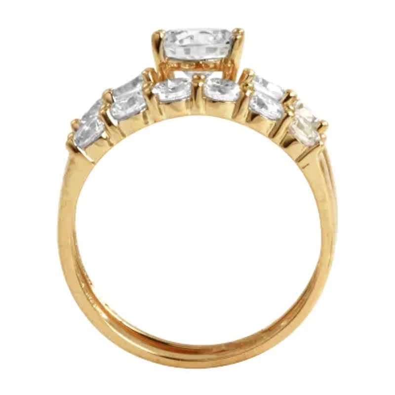 DiamonArt® Womens 2 /2 CT. T.W. White Cubic Zirconia 18K Gold Over Silver Round Bridal Set