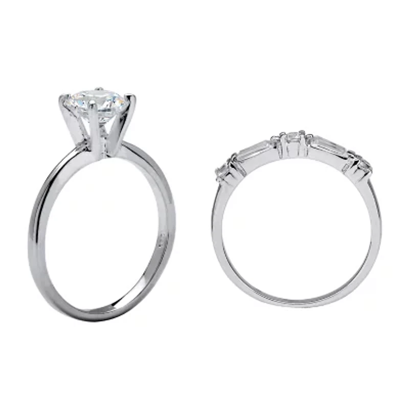 DiamonArt® Womens 2 CT. T.W. White Cubic Zirconia Sterling Silver Round Bridal Set