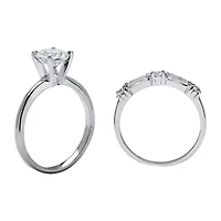 DiamonArt® Womens 2 CT. T.W. White Cubic Zirconia Sterling Silver Round Bridal Set
