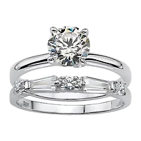DiamonArt® Womens 2 CT. T.W. White Cubic Zirconia Sterling Silver Round Bridal Set