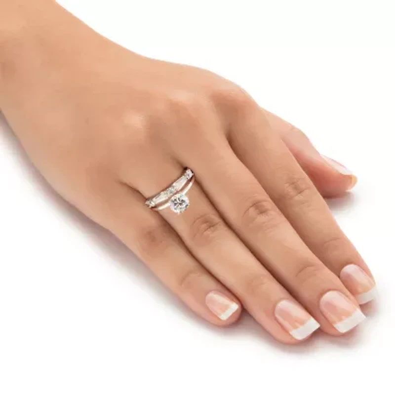 DiamonArt® Womens 2 CT. T.W. White Cubic Zirconia Sterling Silver Round Bridal Set