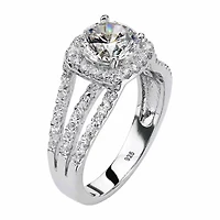 DiamonArt® Womens 1/4 CT. T.W. White Cubic Zirconia Platinum Over Silver Round Engagement Ring