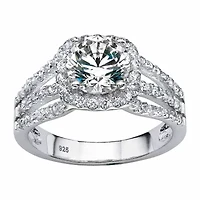 DiamonArt® Womens 1/4 CT. T.W. White Cubic Zirconia Platinum Over Silver Round Engagement Ring