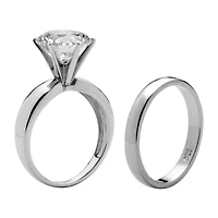 DiamonArt® Womens 3 1/2 CT. T.W White Cubic Zirconia Platinum Over Silver Round Bridal Set