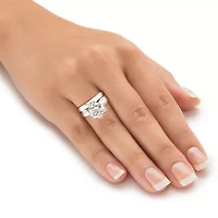 DiamonArt® Womens 3 1/2 CT. T.W White Cubic Zirconia Platinum Over Silver Round Bridal Set