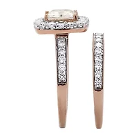 DiamonArt® Womens 2 1/5 CT. T.W. White Cubic Zirconia 18K Rose Gold Over Silver Square Bridal Set