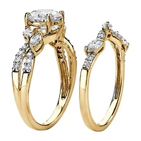 DiamonArt® Womens 2 1/2 CT. T.W. White Cubic Zirconia 18K Gold Over Silver Round Bridal Set