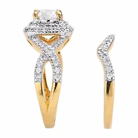 DiamonArt® Womens 2 1/5 CT. T.W. White Cubic Zirconia 14K Gold Over Silver Round Bridal Set