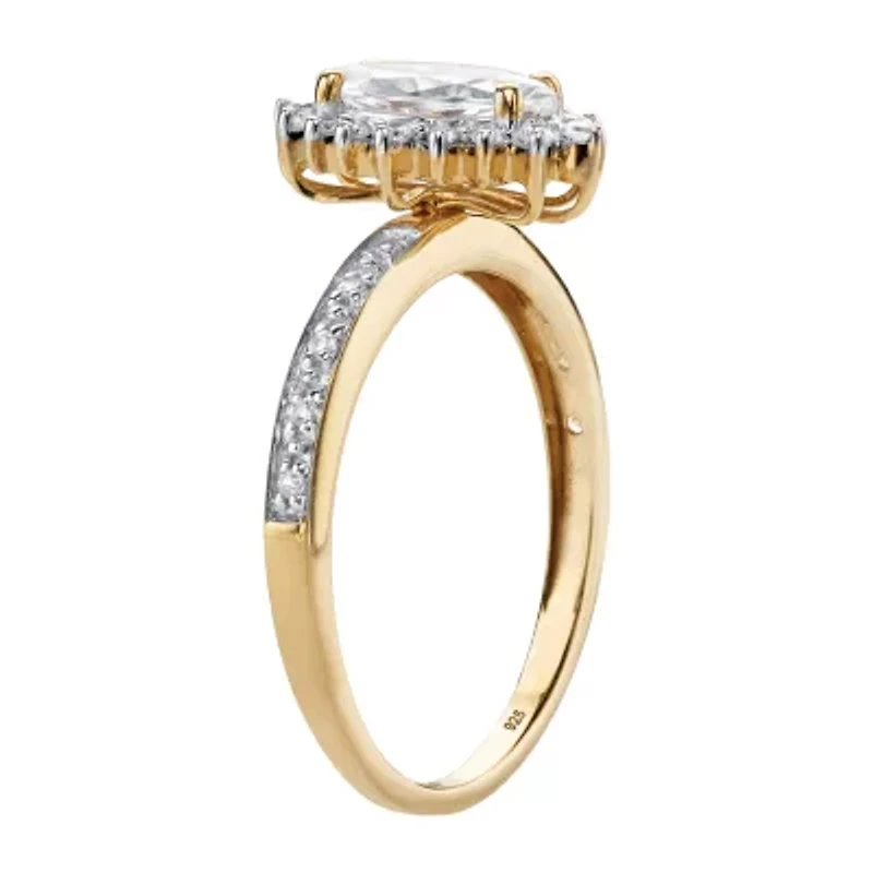 DiamonArt® Womens 1 5/8 CT. T.W. Lab Created White Sapphire 18K Gold Over Silver Diamond Engagement Ring