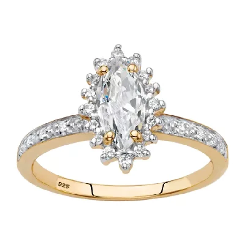 DiamonArt® Womens 1 5/8 CT. T.W. Lab Created White Sapphire 18K Gold Over Silver Diamond Engagement Ring