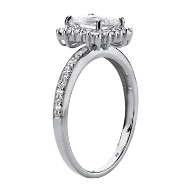 DiamonArt® Womens 1 1/ CT. T.W. Lab Created White Sapphire Platinum Over Silver Square Engagement Ring