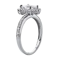DiamonArt® Womens 1 1/ CT. T.W. Lab Created White Sapphire Platinum Over Silver Square Engagement Ring