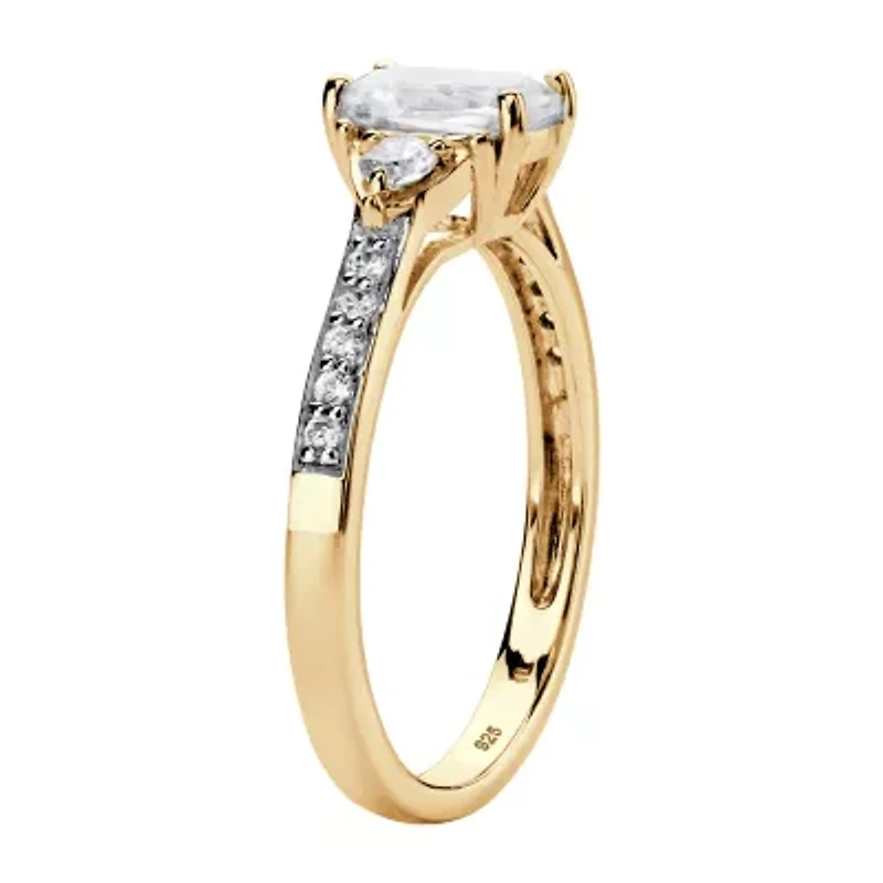 DiamonArt® Womens 1 3/4 CT. T.W. Lab Created White Sapphire 18K Gold Over Silver Rectangular Engagement Ring